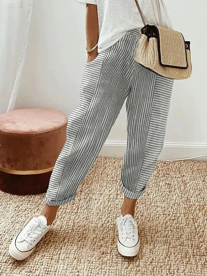 JULIA | CHIC STRIPED COTTON PANTS